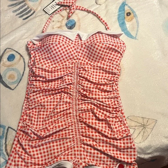 Red Gingham 1950’s bowknot swimsuit - Picture 2 of 10